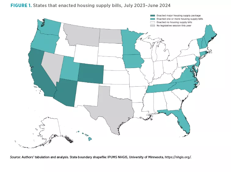 FIGURE 1. States that enacted housing supply bills, July 2023–June 2024